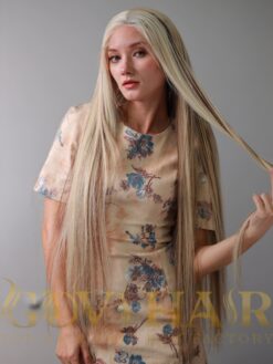 Human Hair Closure wig 5*5 HD Lace Bone straight Mix Piano Blonde color