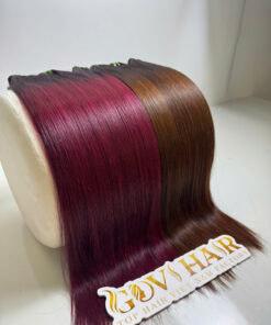 Machine Weft Hair Extensions Ombre Burgundy Color