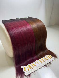 Alternative view of Machine Weft Hair Extensions Ombre Brown Red Color
