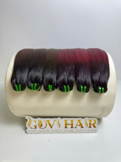 machine weft hair extensions ombre brown red color 2