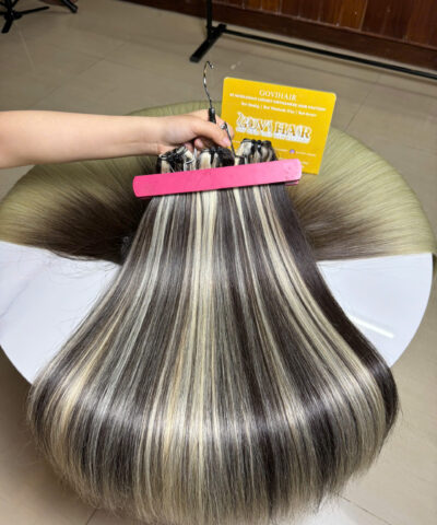 Machine Weft Hair Extensions Piano Blonde Color