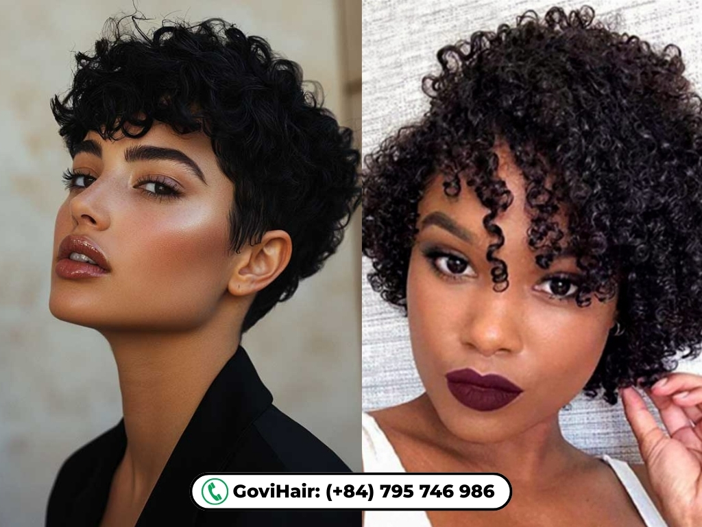 Standout qualities of Short Curly Machine Weft Hair Extensions #1B Color