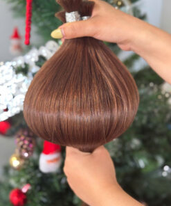 Bulk Human Hair for Braiding 26 Inch #5 Light Brown Color