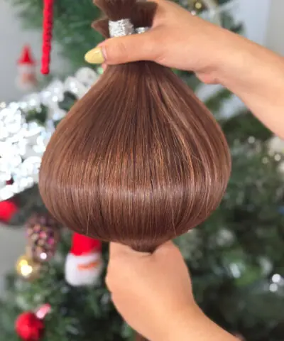 Bulk Human Hair for Braiding 26 Inch #5 Light Brown Color