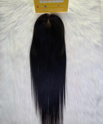 Alternative view of 180 Density Natural Color Human Hair Topper Silk Base Lace 5×7