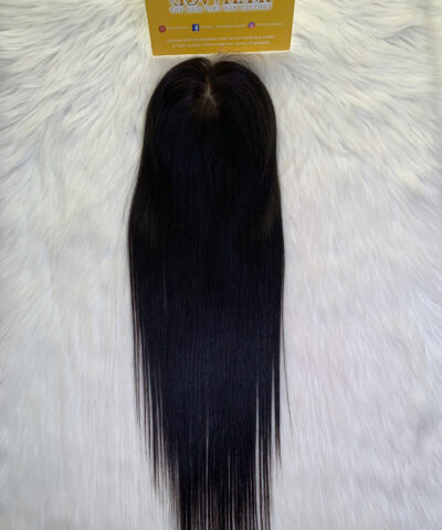 Alternative view of 180 Density Natural Color Human Hair Topper Silk Base Lace 5×7