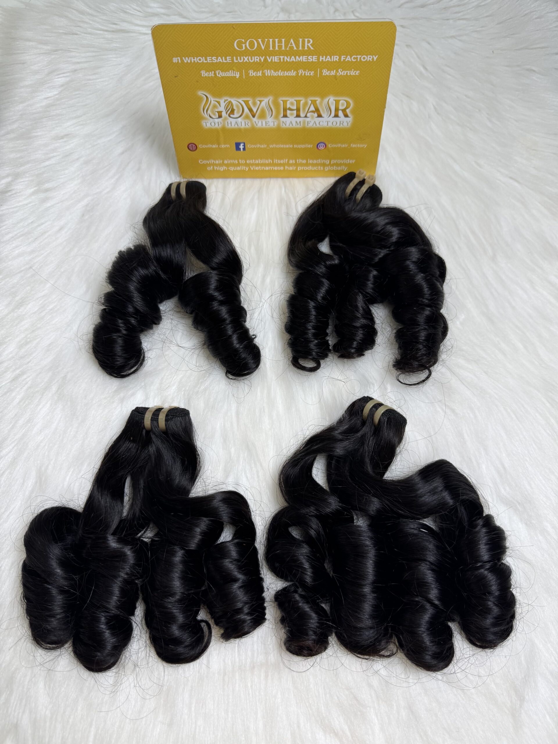 Short Curly Machine Weft Hair Extensions #1B Color 1 weft-bouncy-curly-black-color