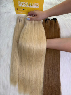 weft hair - bone straight - blonde color - 10