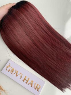 Weft Hair Bone Straight Ombre Brown Red