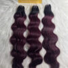 Wavy Machine Weft Hair Extensions 24 Inch Ombre Burgundy Color