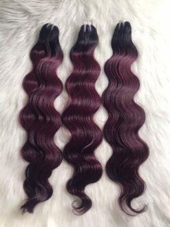 Weft Hair Extensions Ombre Red Brown Color