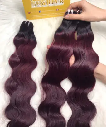 Weft Hair Extensions Ombre Red Brown Color