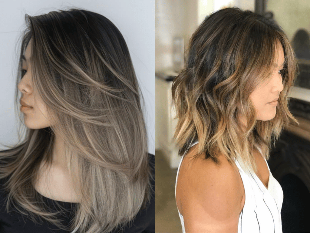 Vietnamese balayage hairstyle with soft highlights