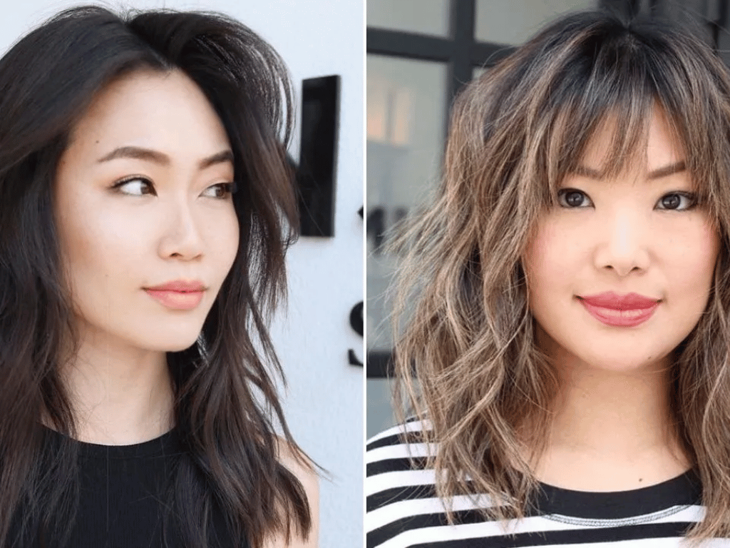 Puffy shoulder-length hairstyle with feminine layers