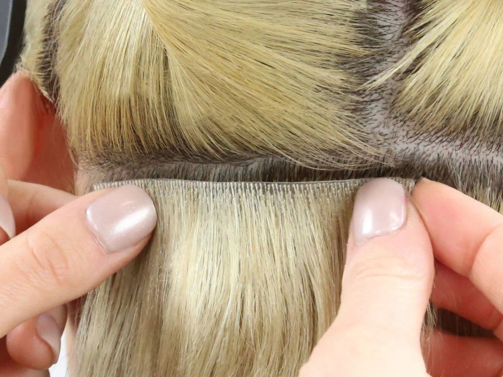 Thin, flat seamless wefts for natural blending