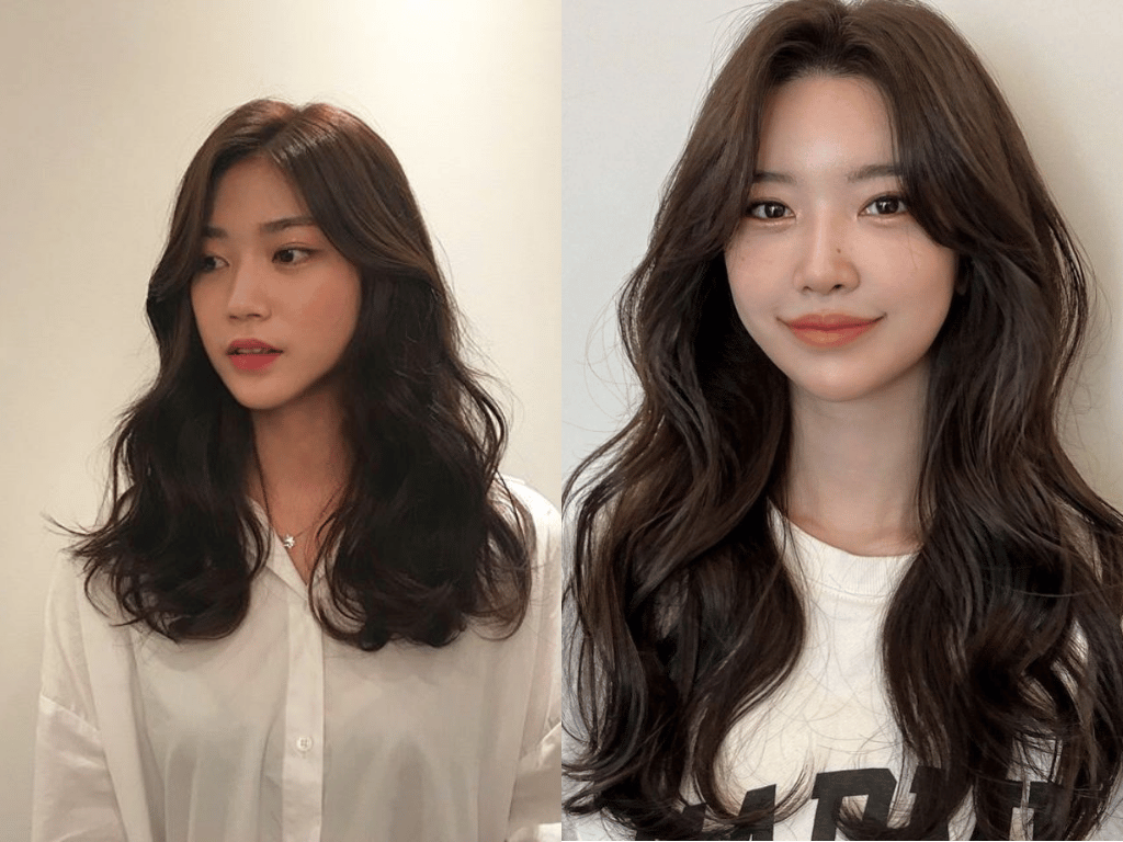 Vietnamese bottom curly hairstyle with volume