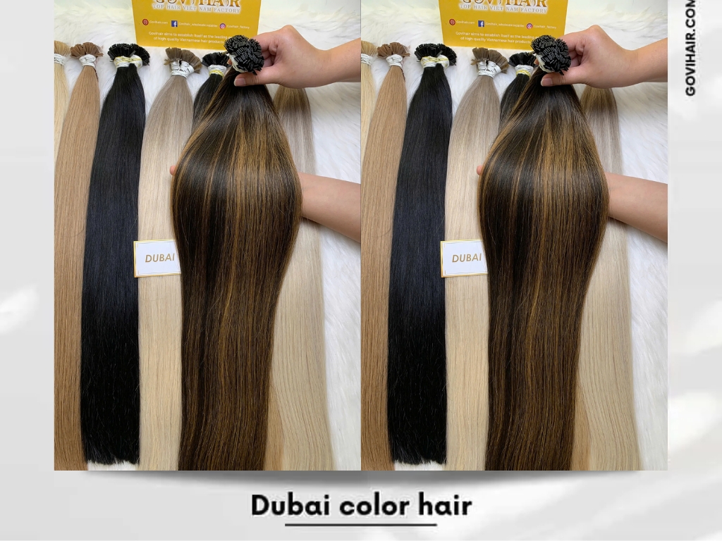 Dubai color Vietnamese hair is a deep, glossy brown with subtle purple undertones