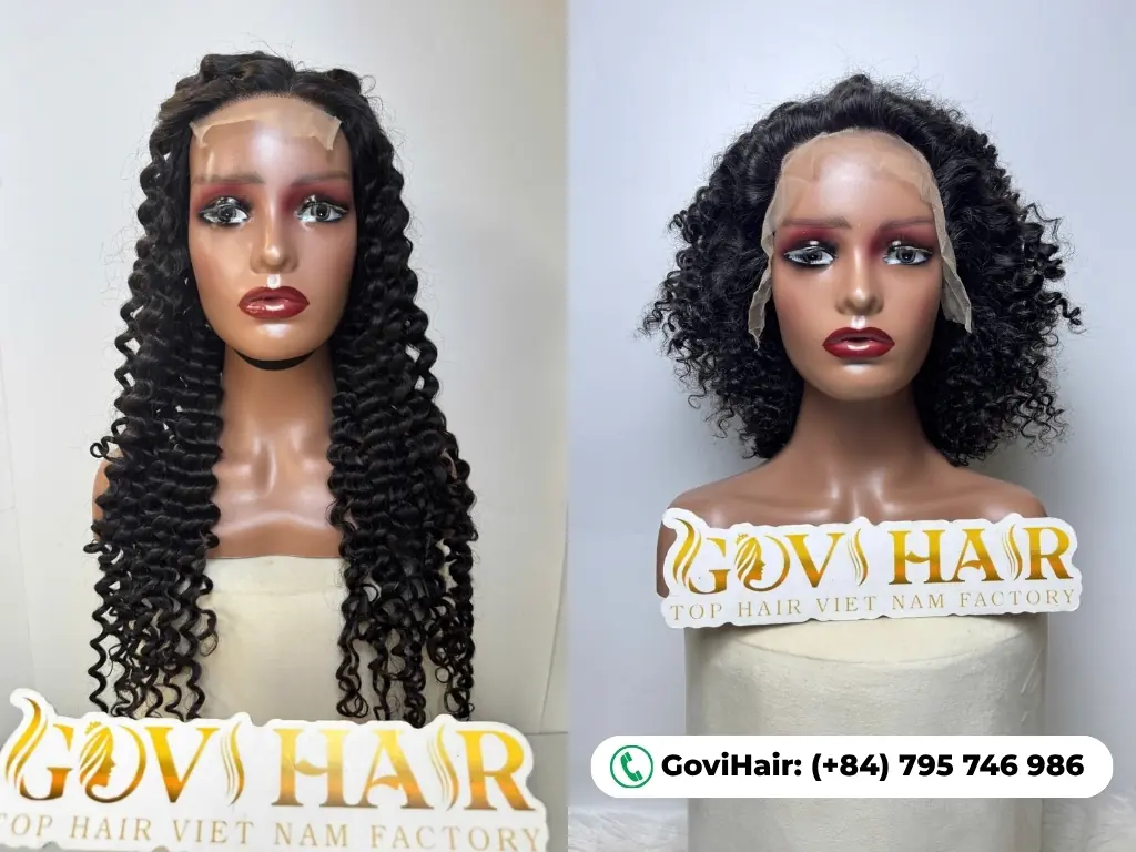 Curly Vietnamese hair wigs ideal for creating full, textured styles.