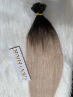 Flat tip hair extension ombre color 1b mix 18c vietnamese hair