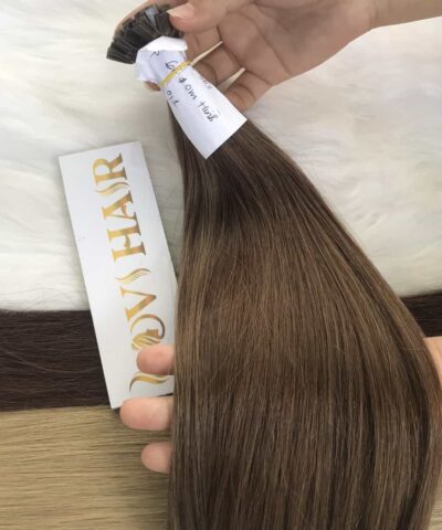 24 Inch Straight #6 Chestnut Brown Color Flat Tip Hair Extensions Vietnamese Hair 11 flat tip hair extensions straight 6 color raw vietnamese hair
