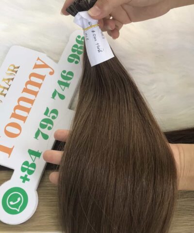 24 Inch Straight #6 Chestnut Brown Color Flat Tip Hair Extensions Vietnamese Hair 8 flat tip hair extensions straight 6 color vietnamese hair
