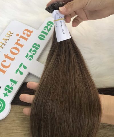 24 Inch Straight #6 Chestnut Brown Color Flat Tip Hair Extensions Vietnamese Hair 9 flat tip straight 6 color raw vietnamese hair