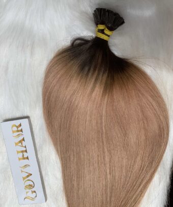 Flat tip hair extension ombre color 1b mix 8 Vietnamese hair