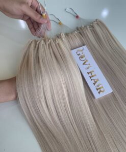 20 Inch Straight #22A Light Ash Blonde Color H6 Feather Hair Extensions Raw Hair 7 h6 feather hair extension mix 22a 60c color