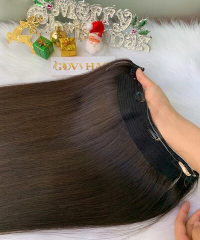 halo hair extensions 4 dark brown color premium vietnamese hair