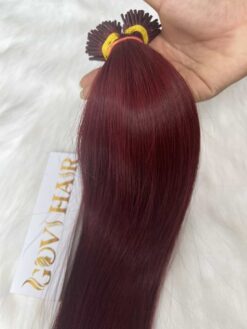 I-tip hair extensions red wine color vietnamese hair