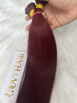 I-tip hair extensions red wine color vietnamese hair