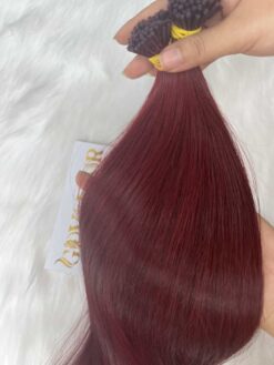 I-tip vietnamese hair extensions bone straight red wine color