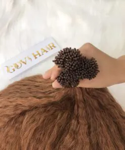 I-Tip Hair Extensions Yaki Straight Brown Color