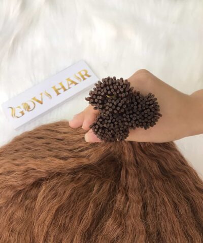 I-Tip Hair Extensions Yaki Straight Brown Color