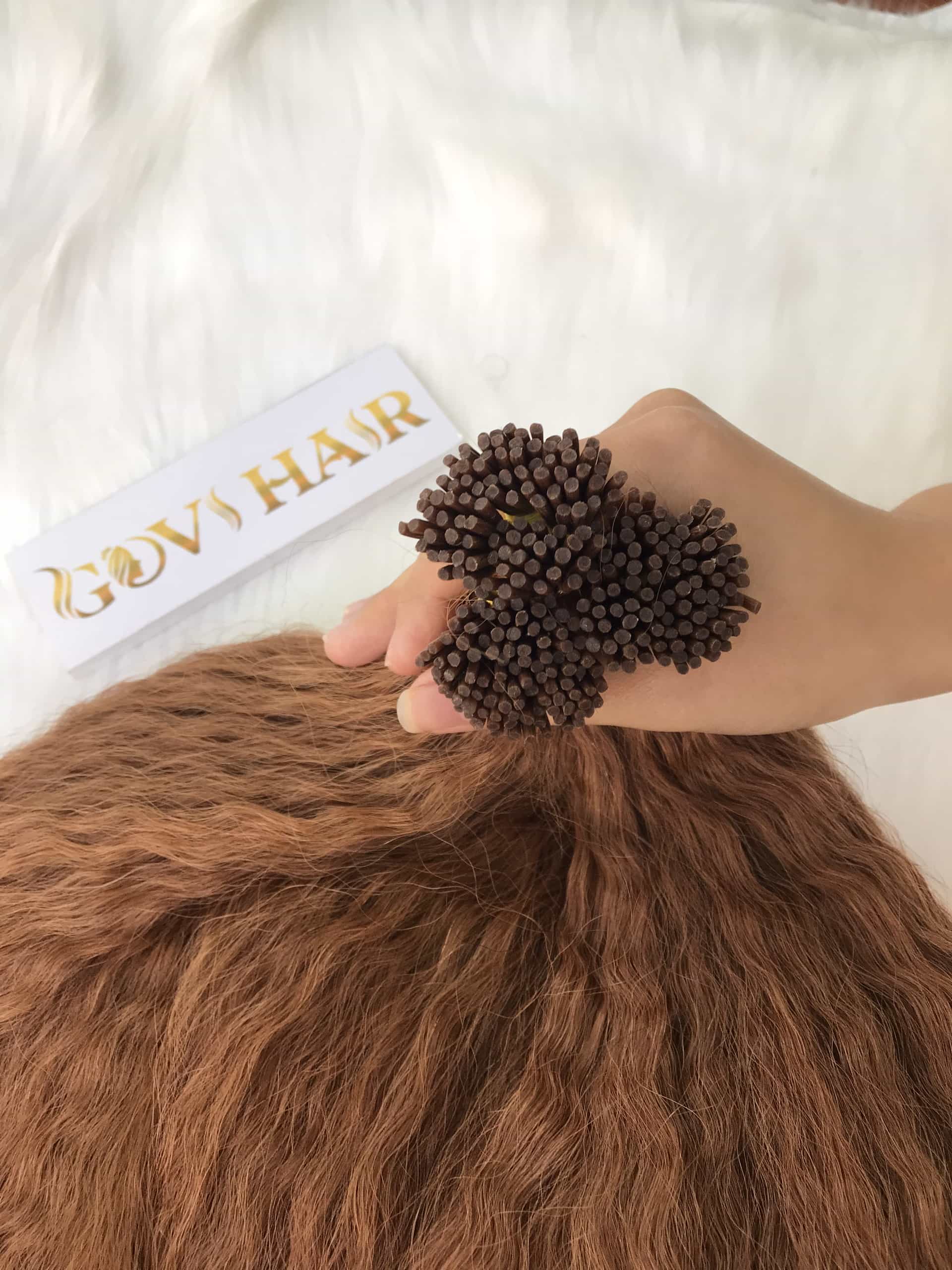 I Tip Hair Extensions Yaki Straight Brown Color 100% Human Hair 2 I-Tip Hair Extensions Yaki Straight Brown Color