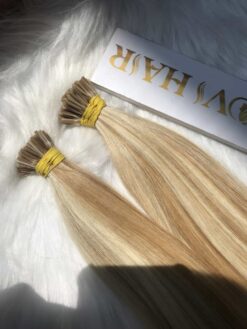 I Tip Hair Extensions Mix Piano Orange&Blonde Color Vietnamese Hair 6 I-Tip Hair Extensions Mix Piano Blonde Color Vietnam Hair