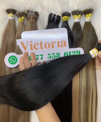 26 Inch Straight #1 Jet Black I Tip Hair Extensions 100% Human Hair 10 i-tip hair extensions 1 color vietnamese hair