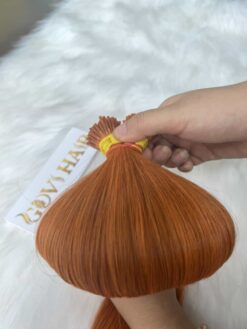 20 Inch Straight Orange I Tip Hair Extensions Pre Bonded Human Hair 8 I-Tip Hair Extensions Orange Color 100% Virgin Hair