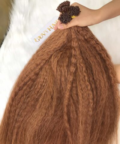 I-Tip Hair Extensions Yaki Straight Brown Color 100% Human Hair