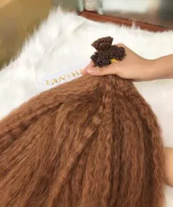 I-Tip Hair Extensions Yaki Straight Brown