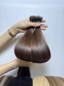 22 Inch Straight #4 Medium Brown Color Nano Ring Hair Extensions