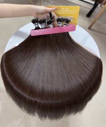 22 Inch Straight #4 Medium Brown Color Nano Ring Hair Extensions