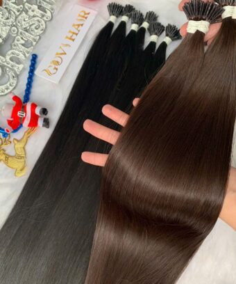 20 Inch Straight #6 Chestnut Brown I Tip Hair Extensions Virgin Hair