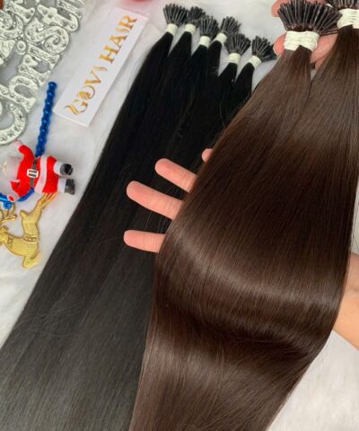 20 Inch Straight #6 Chestnut Brown I Tip Hair Extensions Virgin Hair