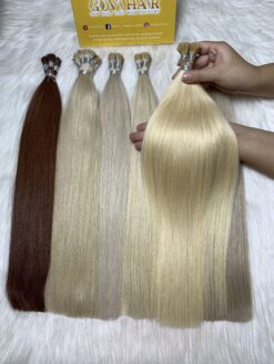 20 Inch Straight #613C Cool Platinum Blonde I Tip Hair Extensions