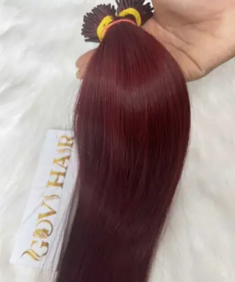 28 Inch Straight Red Wine Color I Tip Hair Extensions