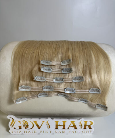 #60 Platinum Blonde Seamless Clip In Hair Extensions