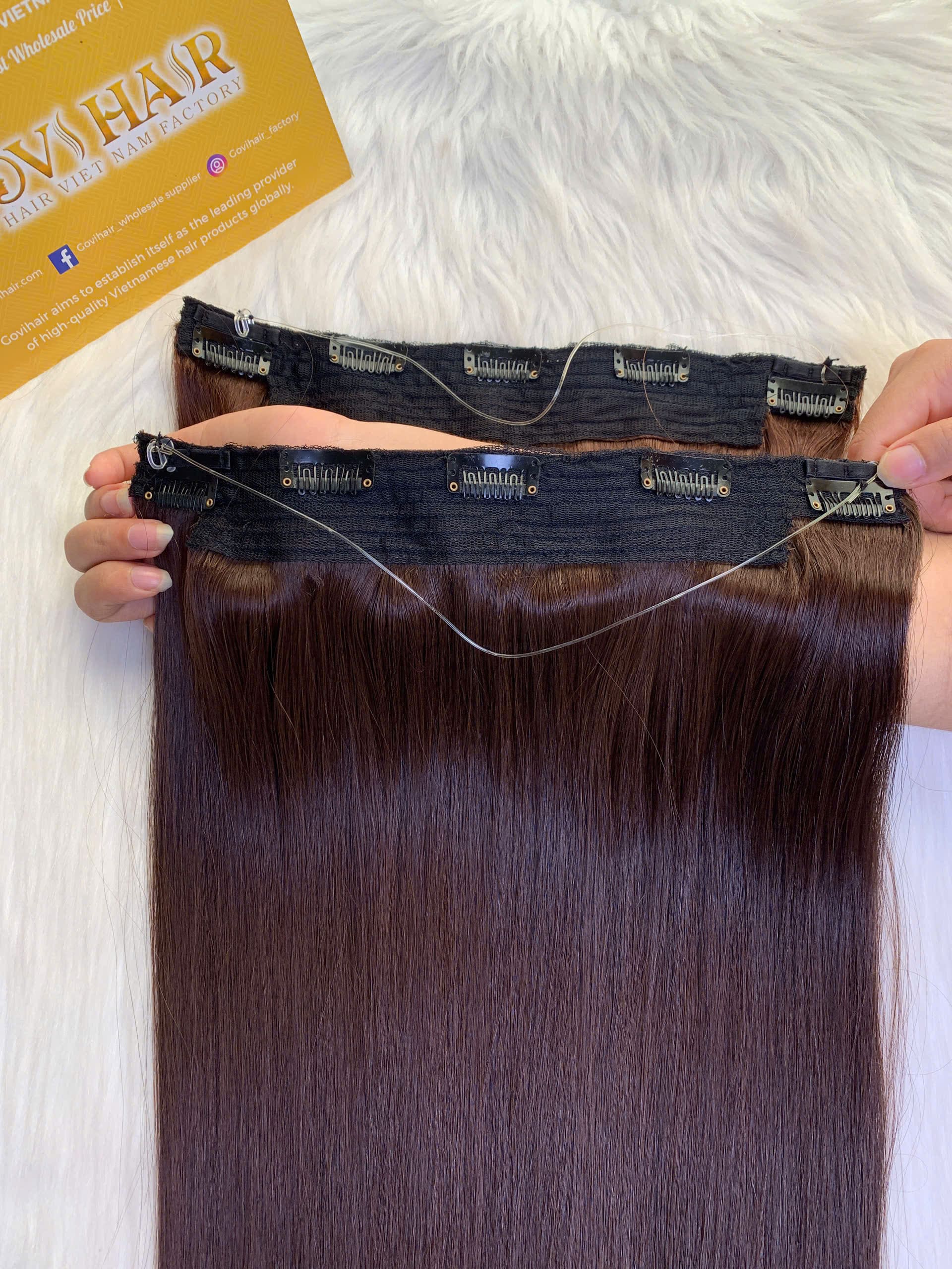 26 Inch Straight #4 Chocolate Brown Color Halo Hair Extensions Natural Look 2 #4 Medium Brown Halo Hair Extensions