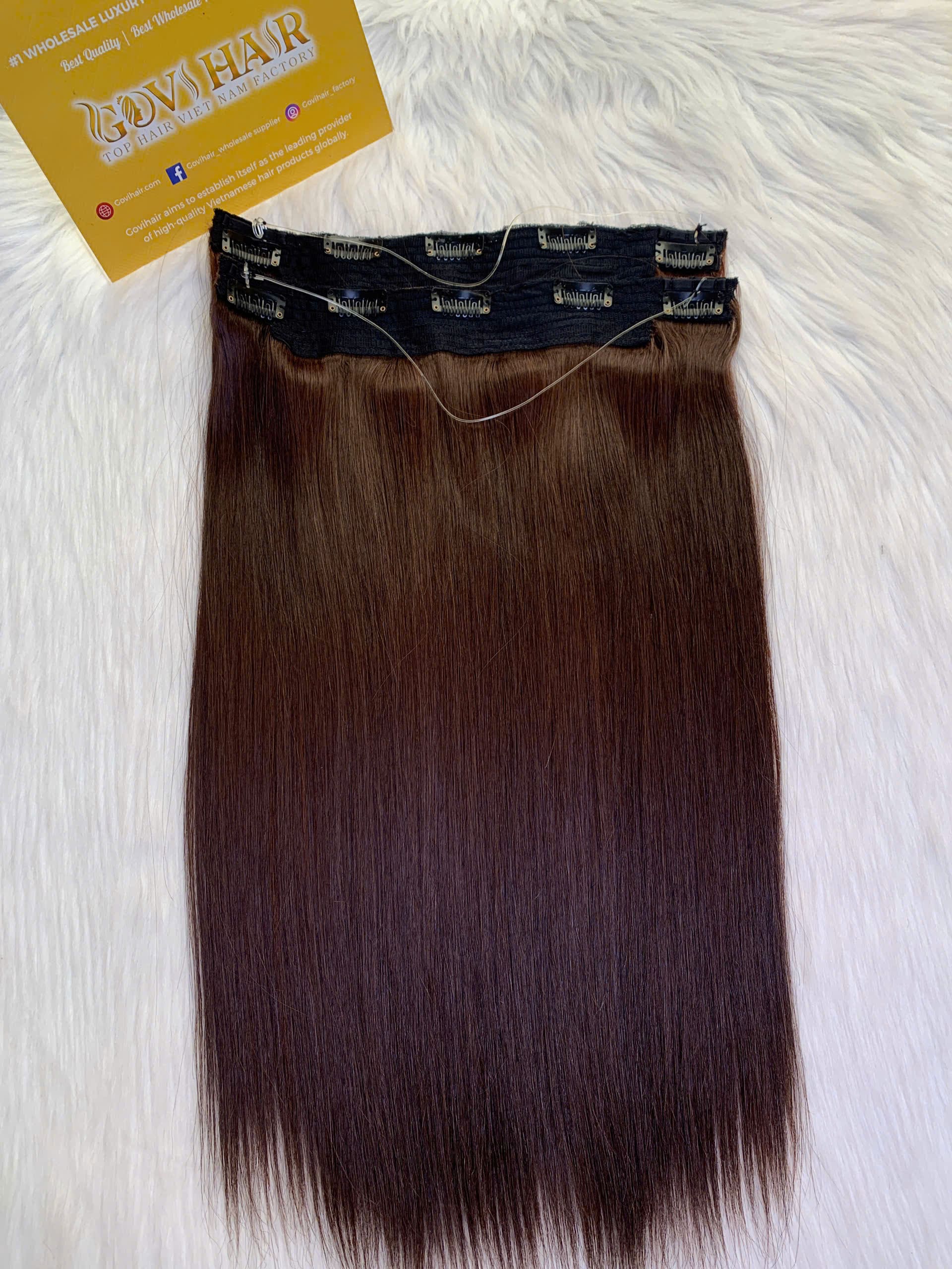 26 Inch Straight #4 Chocolate Brown Color Halo Hair Extensions Natural Look 3 Straight #4 Medium Brown Halo Hair Extensions
