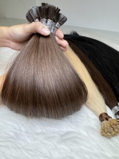 20 Inch Straight #4 Natural Brown Human Hair Flat Tip Extensions